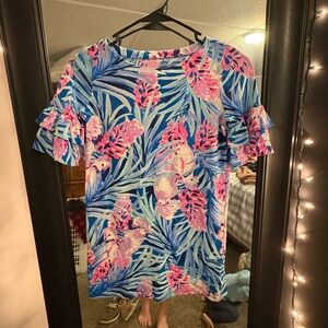 Lilly Pulitzer Blue and Pink Tropical Print Top